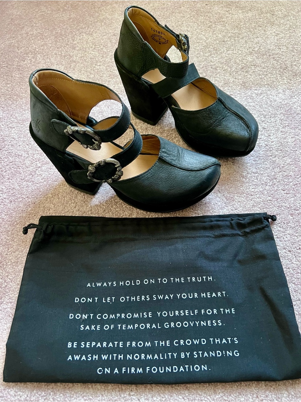 John Fluevog Black Prepare Canopy Sz 7